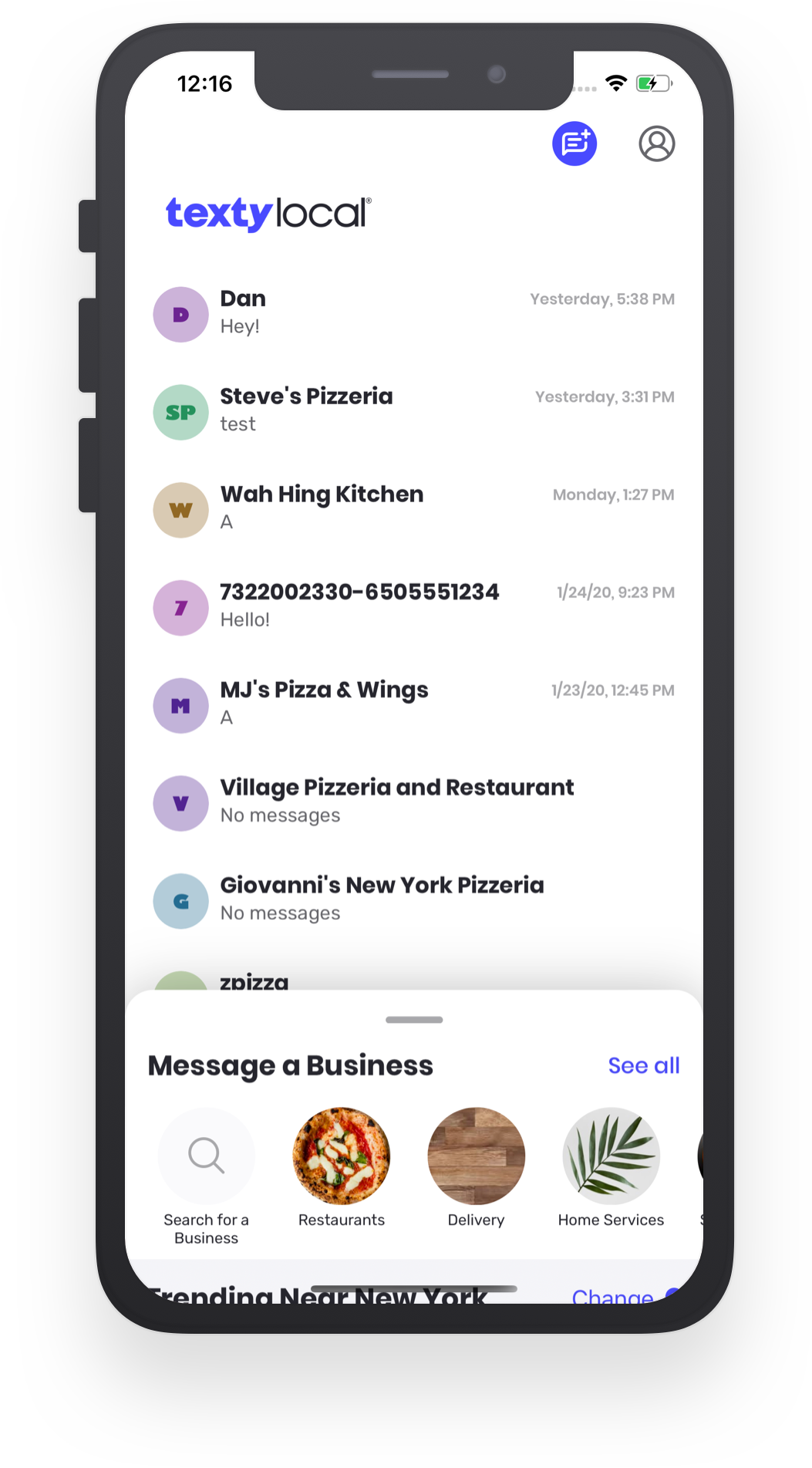 Texty app conversation screens